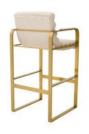 Chaise de bar en laiton brossé et en tissu sable | Eichholtz Olsen | Meubleluxe.fr