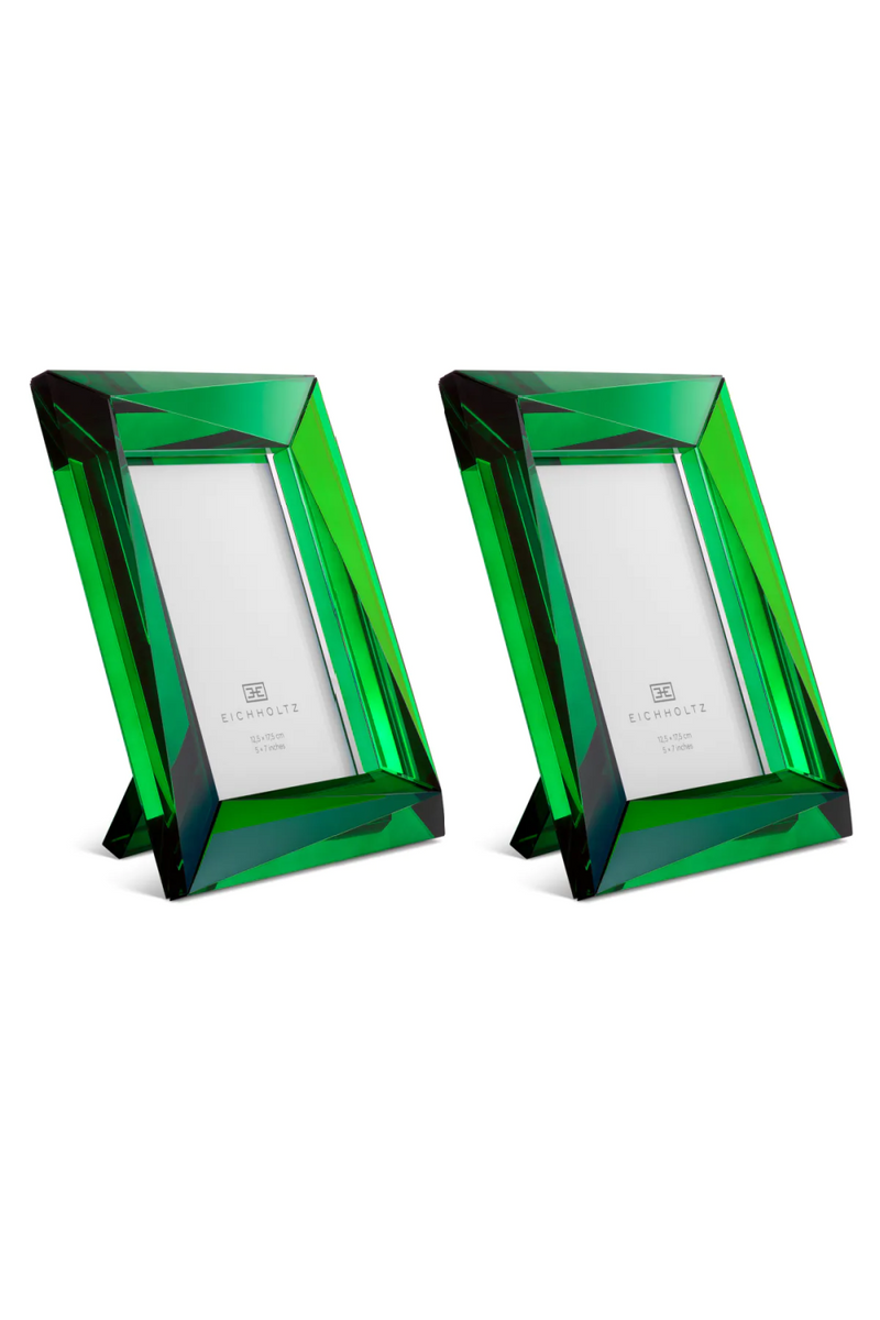 Cadre photo en cristal vert (lot de 2) | Eichholtz Obliquity L | Meubleluxe.fr