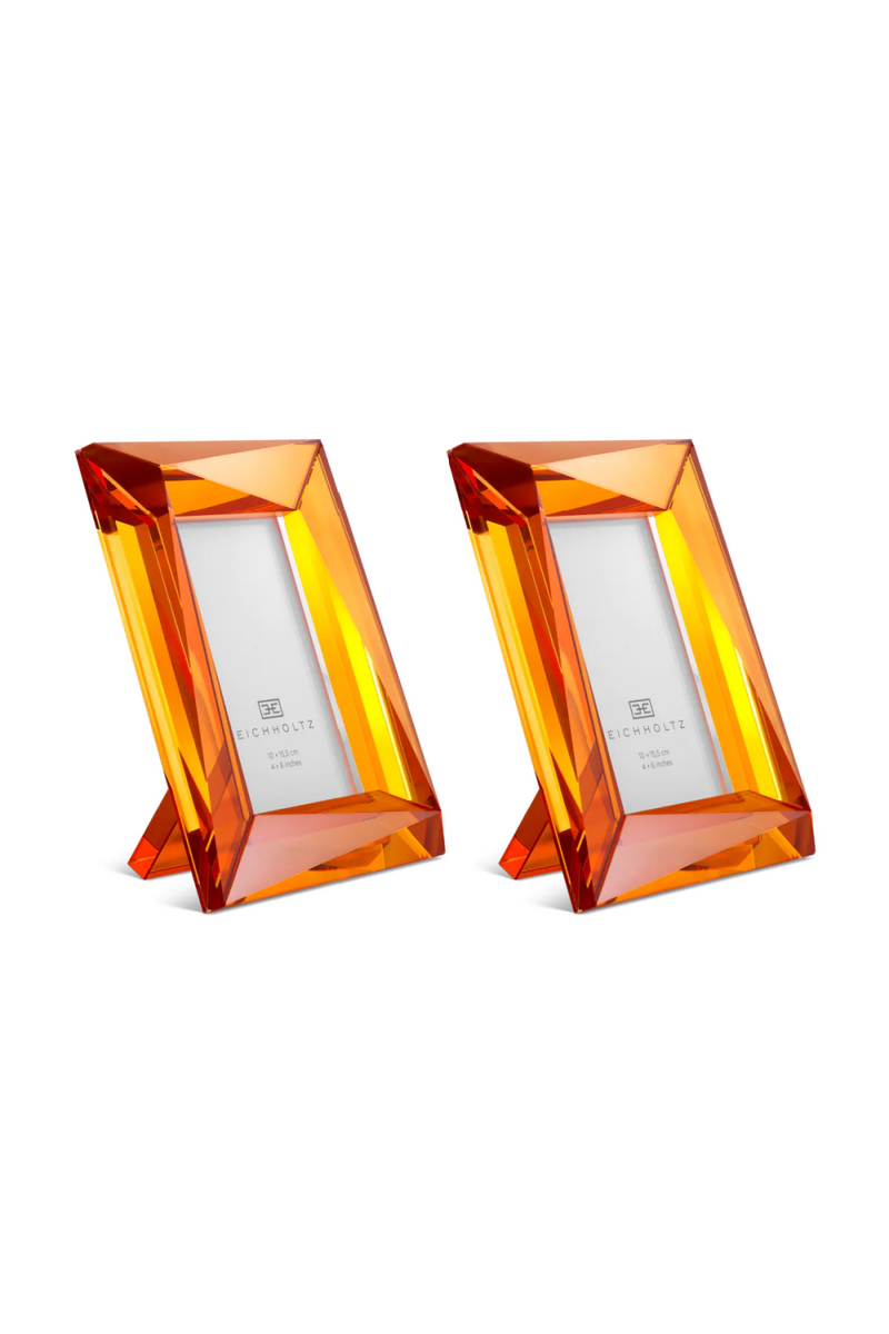 Cadre photo en cristal orange (lot de 2) | Eichholtz Obliquity S | Meubleluxe.fr