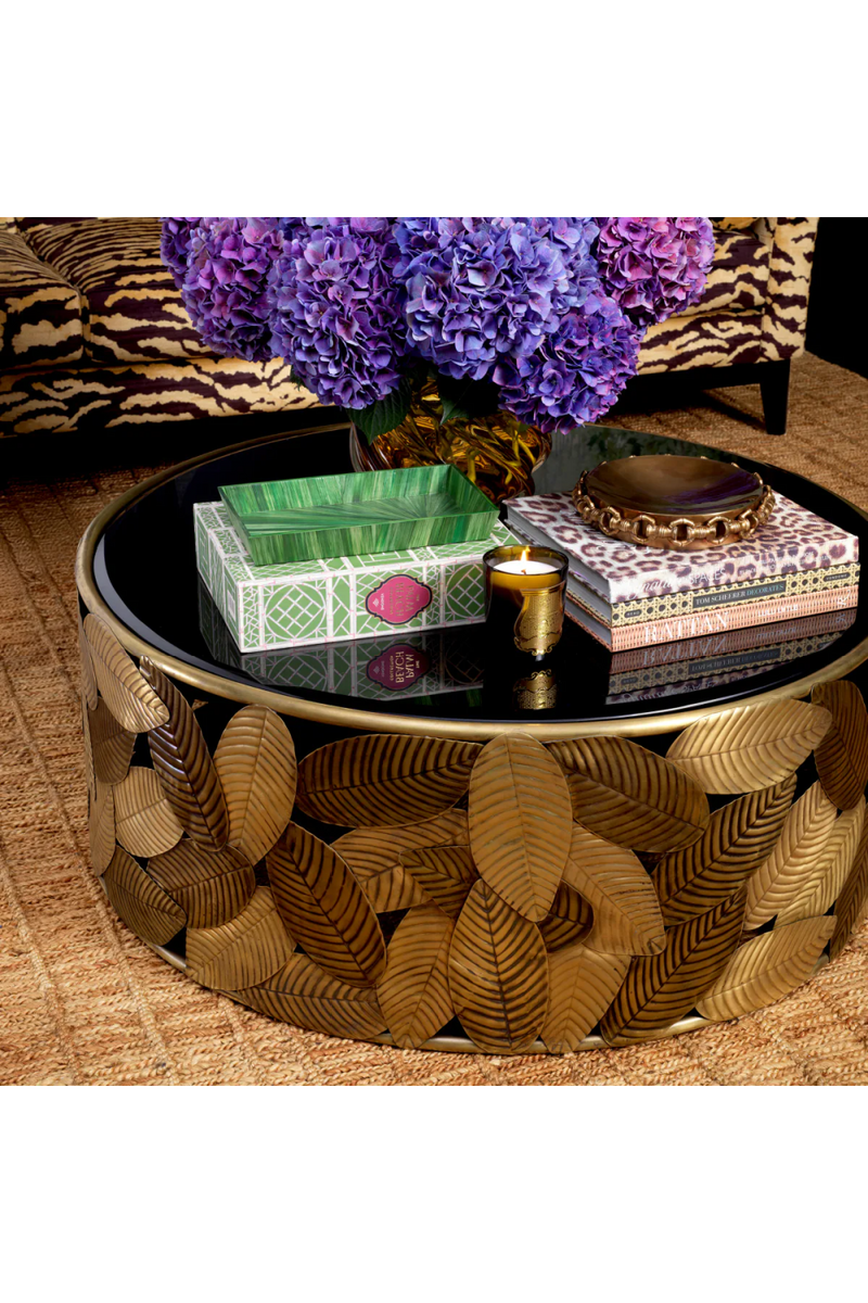 Table basse en verre biseaute noir | Eichholtz Botanico | OROA.fr