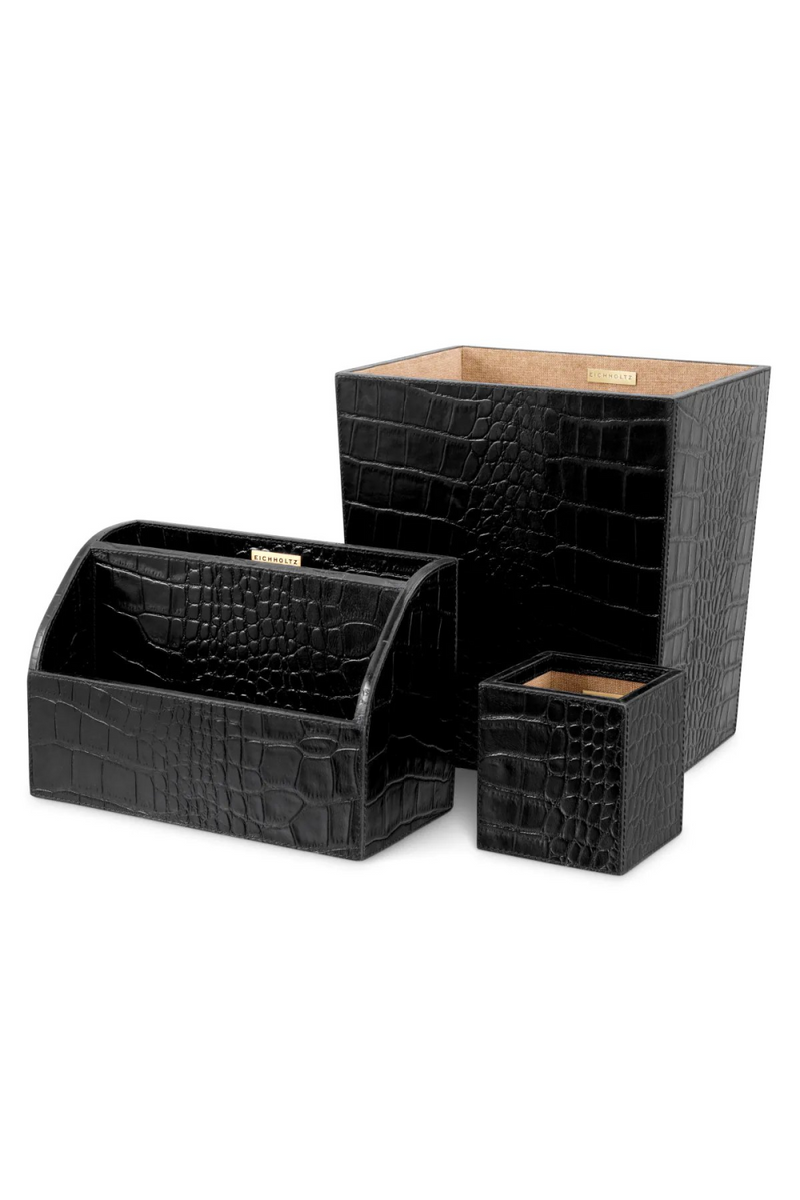 Set de bureau en cuir noir (set de 3) | Eichholtz Scaleo | meubleluxe.fr