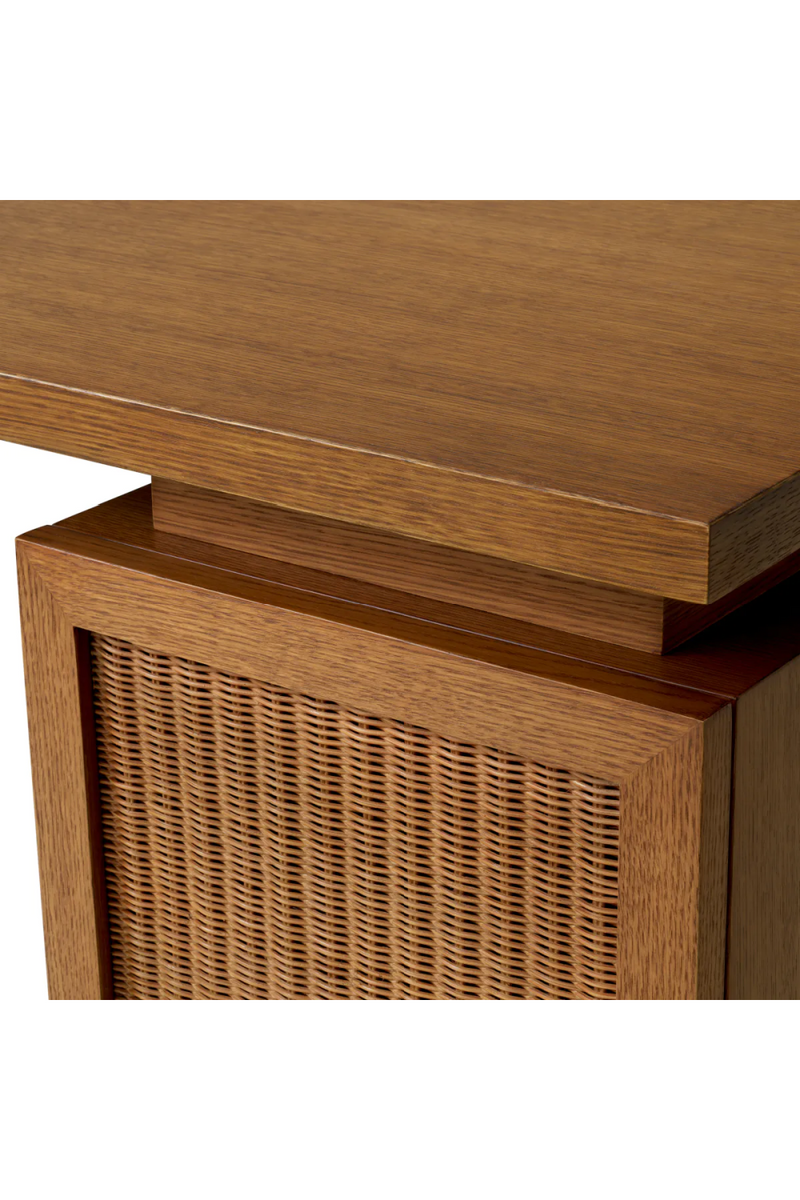 Bureau en bois avec porte en rotin | Eichholtz Borchard | OROA.fr