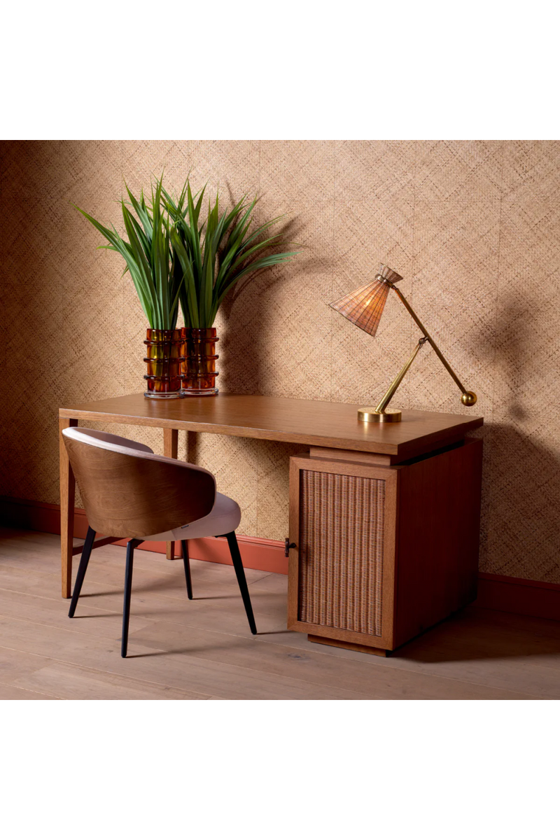 Bureau en bois avec porte en rotin | Eichholtz Borchard | OROA.fr