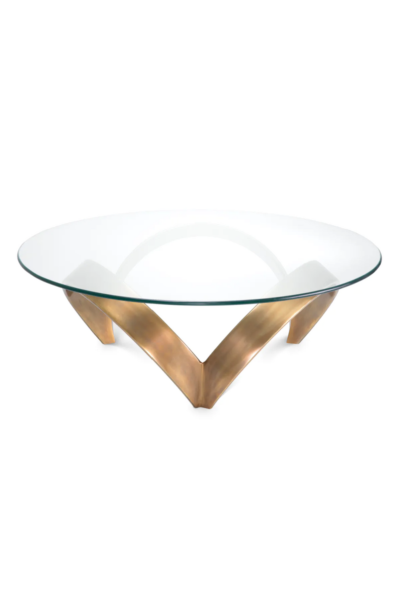 Table basse en laiton vieilli et verre transparent | Eichholtz Soquel | Meubleluxe.fr