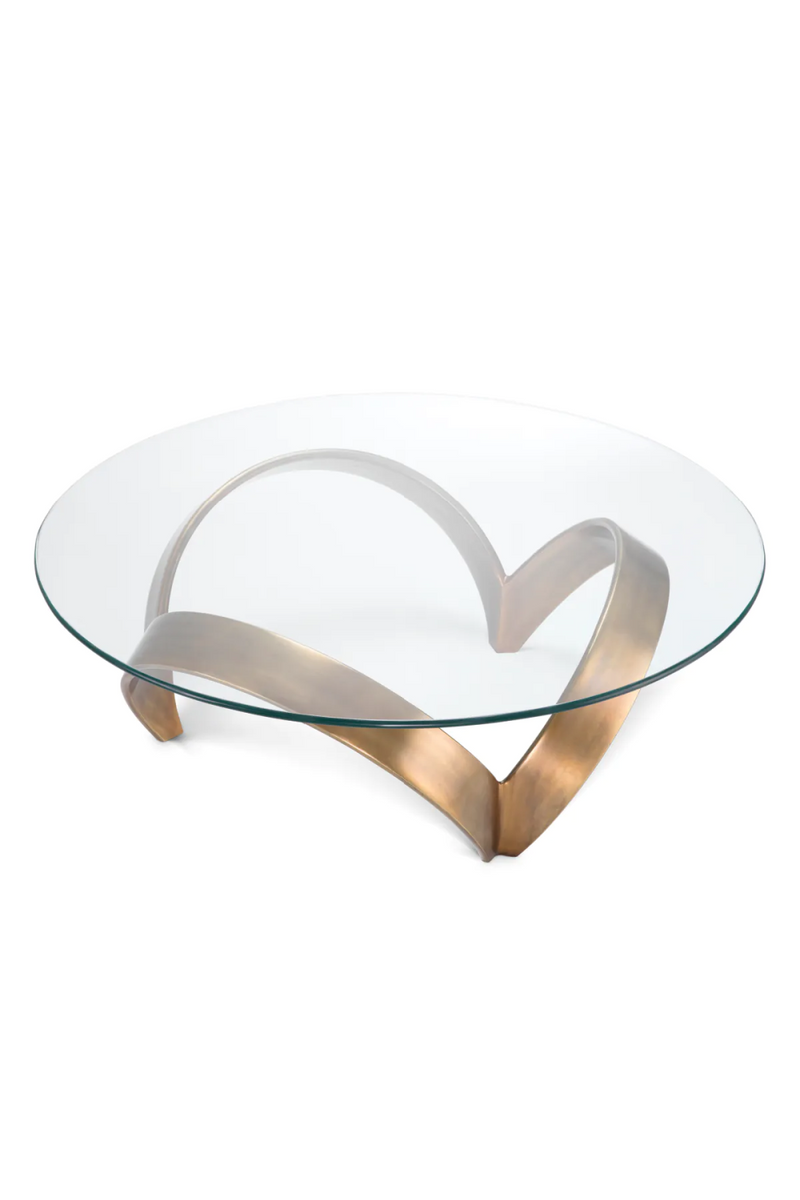 Table basse en laiton vieilli et verre transparent | Eichholtz Soquel | Meubleluxe.fr