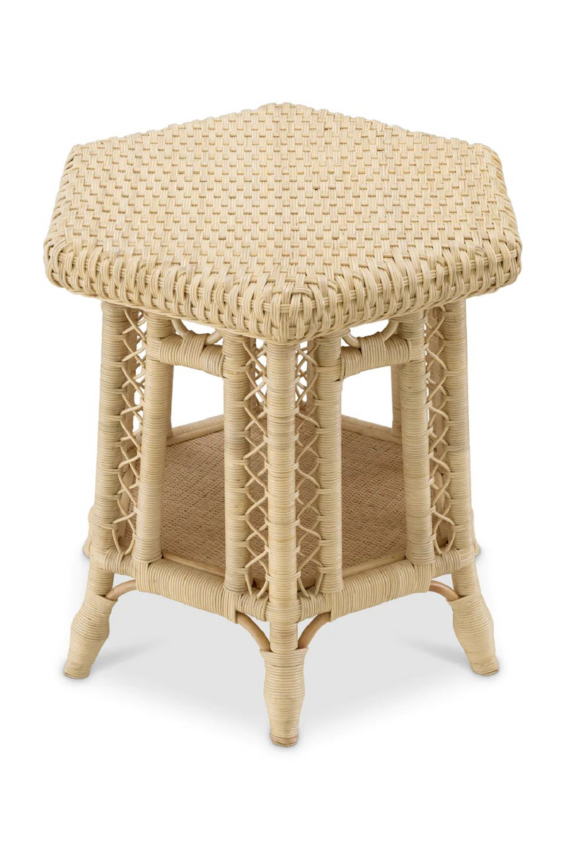 Table d'appoint en rotin naturel | Eichholtz Saba Hexagon | Meubleluxe.fr