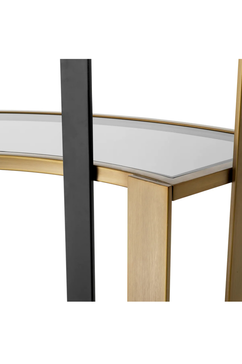 Étagère d'angle en laiton brossé et verre fumé | Eichholtz Clio Corner | Meubleluxe.fr
