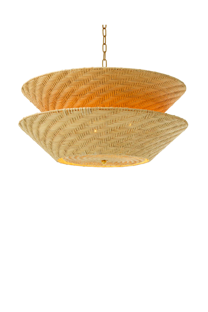Lustre en Rotin à Double Couche | Eichholtz Tavira | OROA.fr