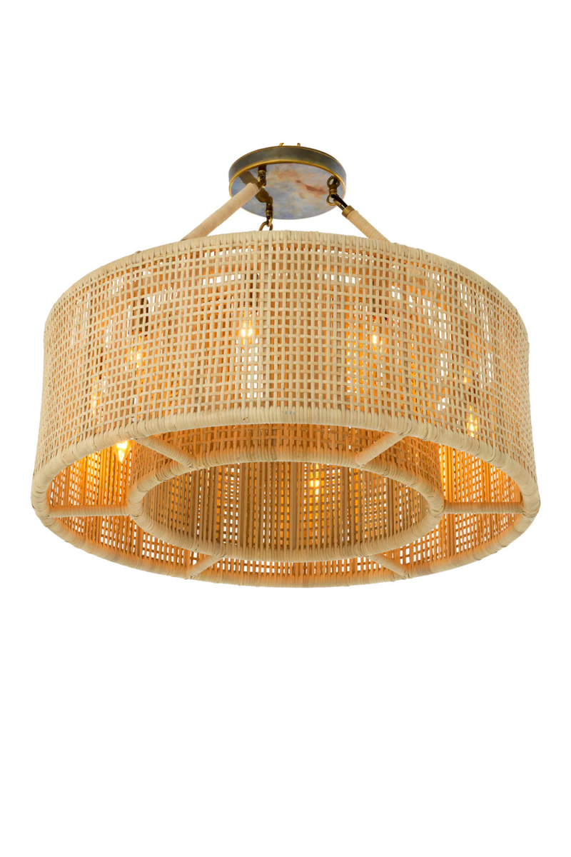 Lustre Rond en Rotin Tressé | Eichholtz Bernardi | OROA.fr