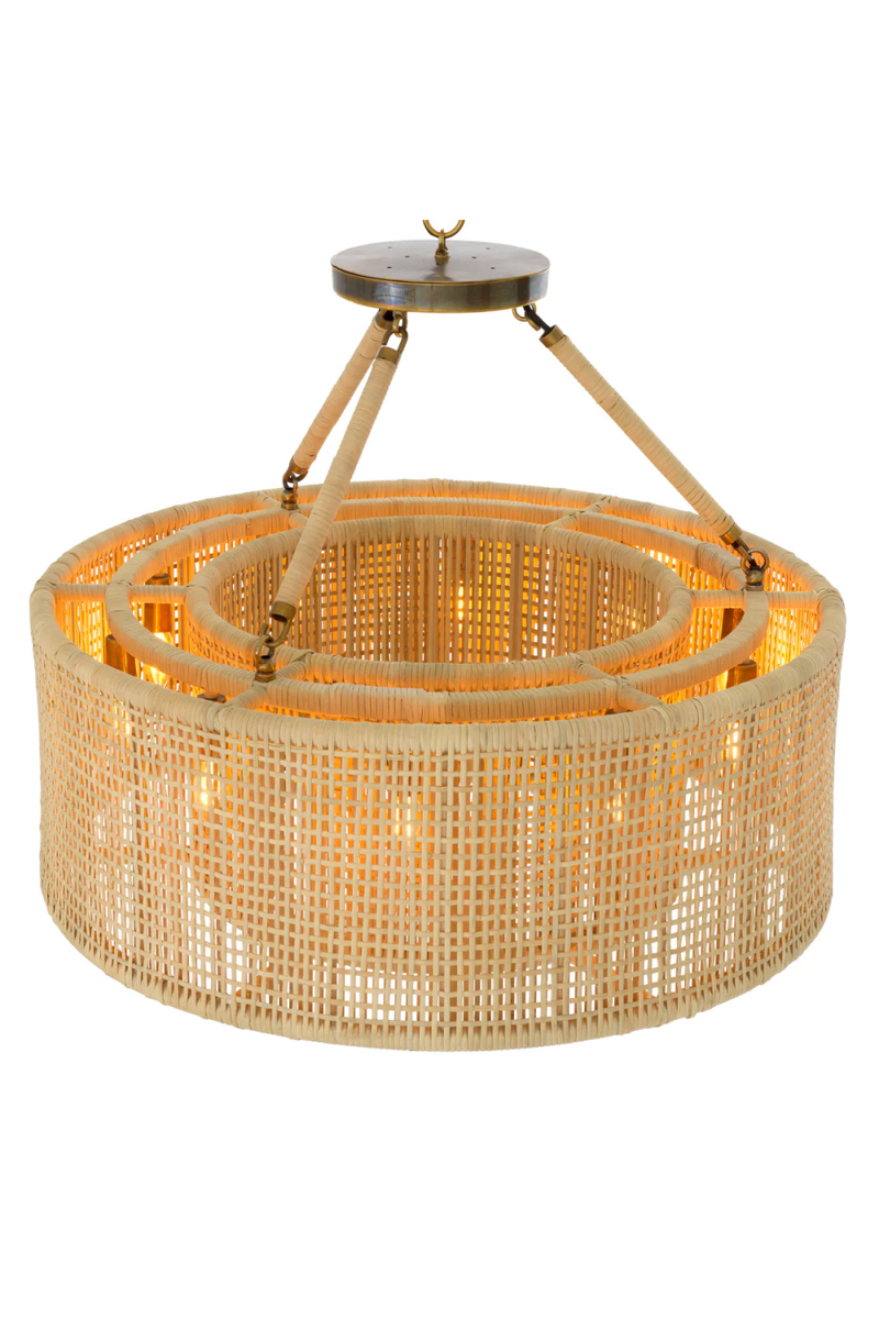 Lustre Rond en Rotin Tressé | Eichholtz Bernardi | OROA.fr