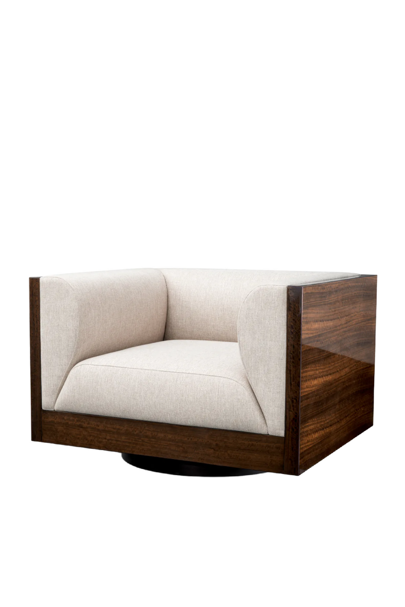 Fauteuil pivotant en placage d'eucalyptus | Eichholtz Sebastian | OROA.fr
