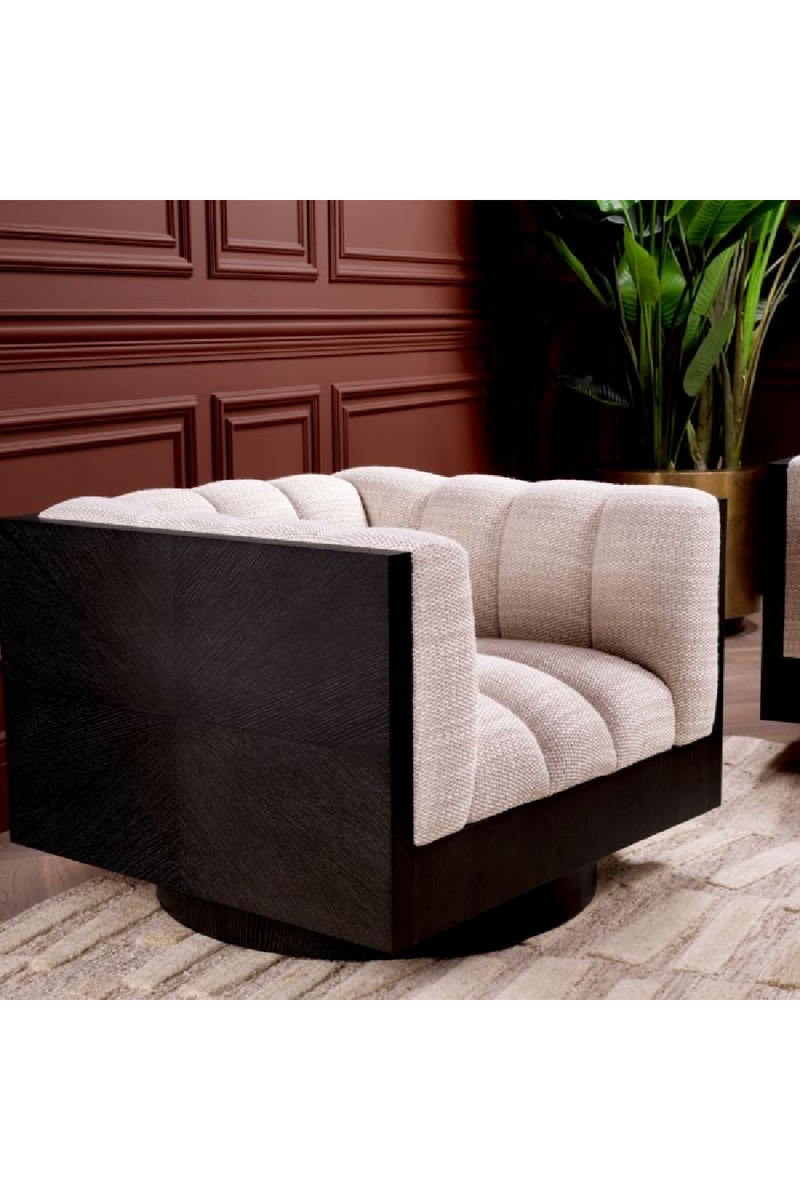 Fauteuil Pivotant Beige à Cannelures | Eichholtz Davide | OROA.fr