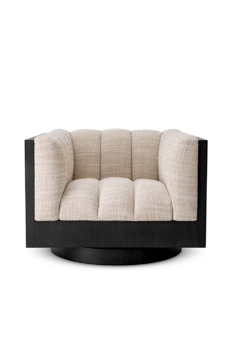 Fauteuil Pivotant Beige à Cannelures | Eichholtz Davide | OROA.fr