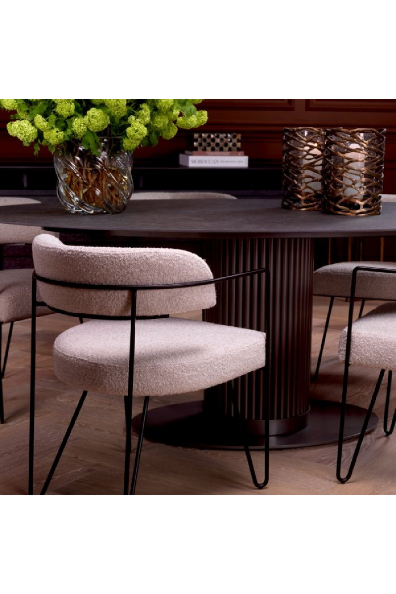 Chaise de Salle à Manger en Bouclé Blanc | Eichholtz Giuseppe | OROA.fr