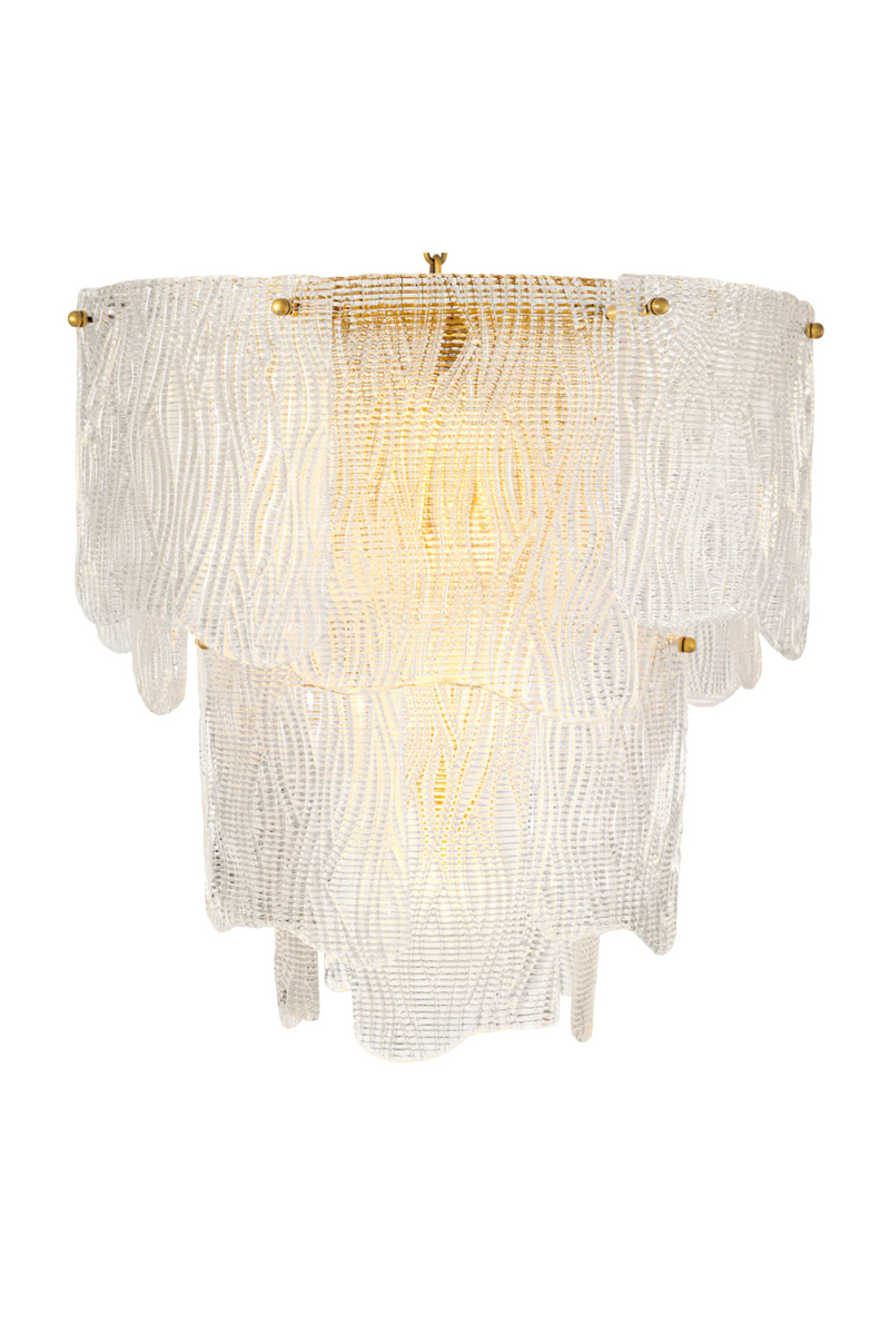 Lustre en laiton vieilli et verre texturé | Eichholtz Asinara S | Meubleluxe.fr