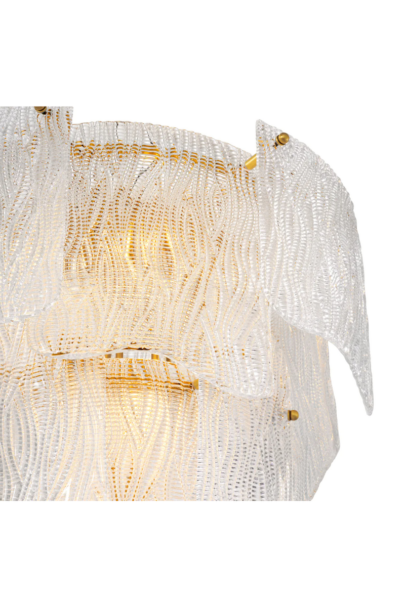 Lustre en laiton vieilli et verre texturé | Eichholtz Asinara S | Meubleluxe.fr