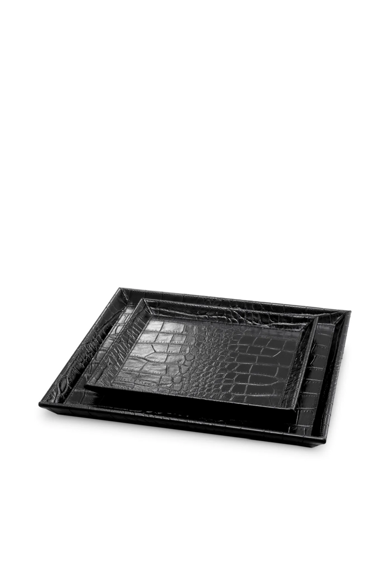Plateaux de bureau en cuir embossé croco (2) | Eichholtz Scaleo | OROA.fr