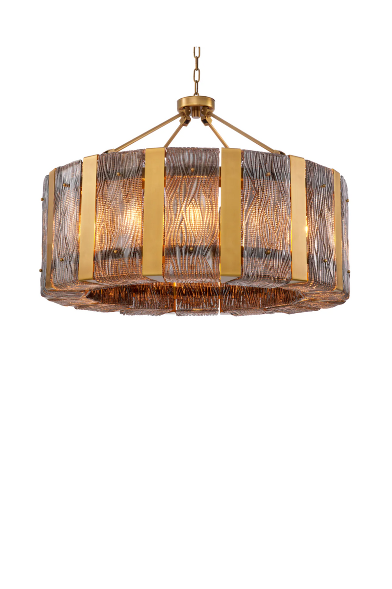 Chandelier en panneaux de verre texture | Eichholtz Elysian | OROA.fr