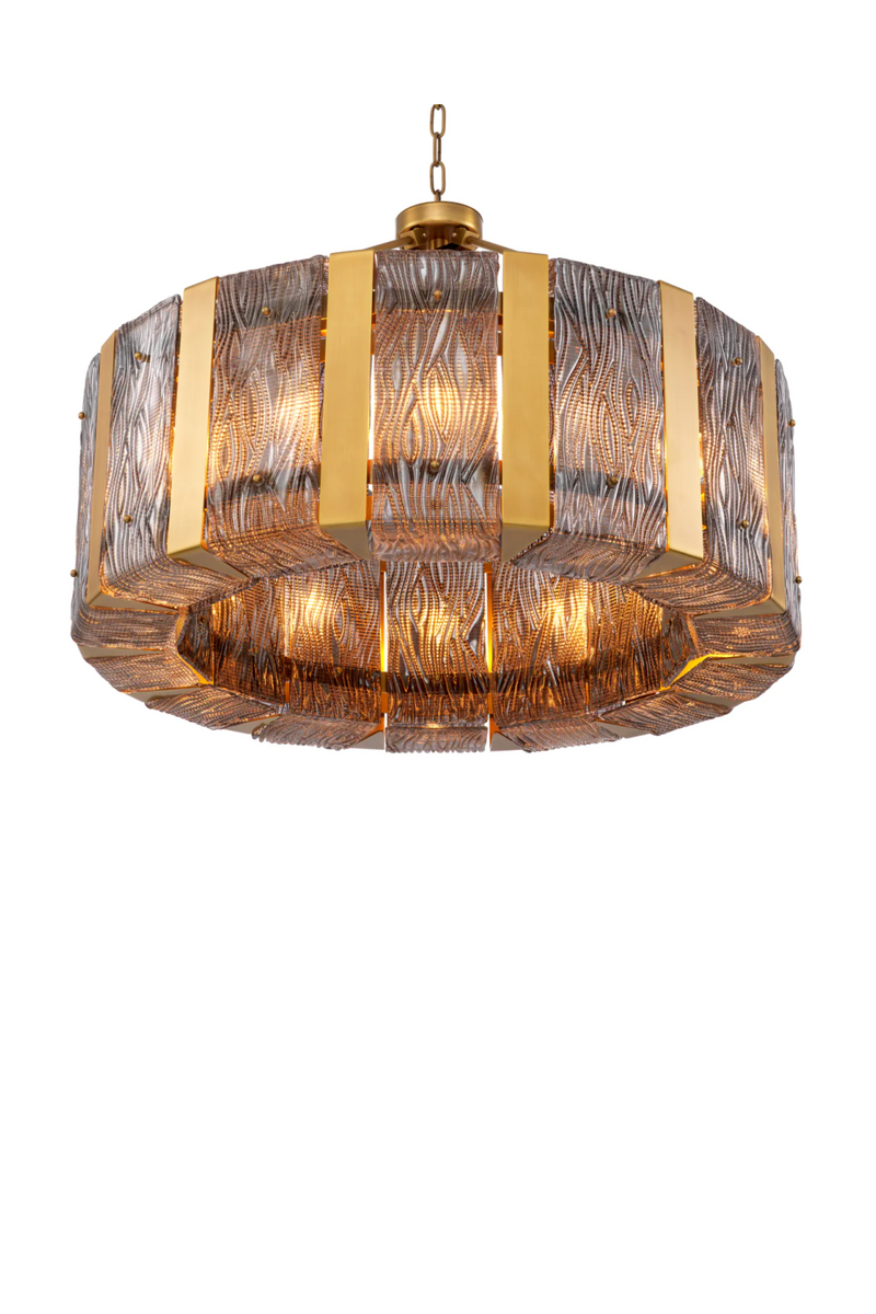 Chandelier en panneaux de verre texture | Eichholtz Elysian | OROA.fr