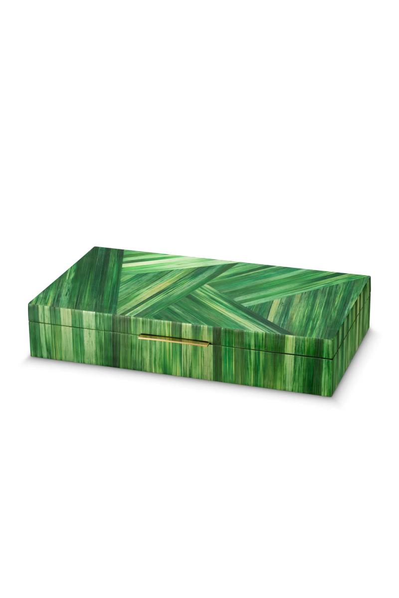 Boîte en marqueterie de paille verte | Eichholtz Harvard | OROA.fr