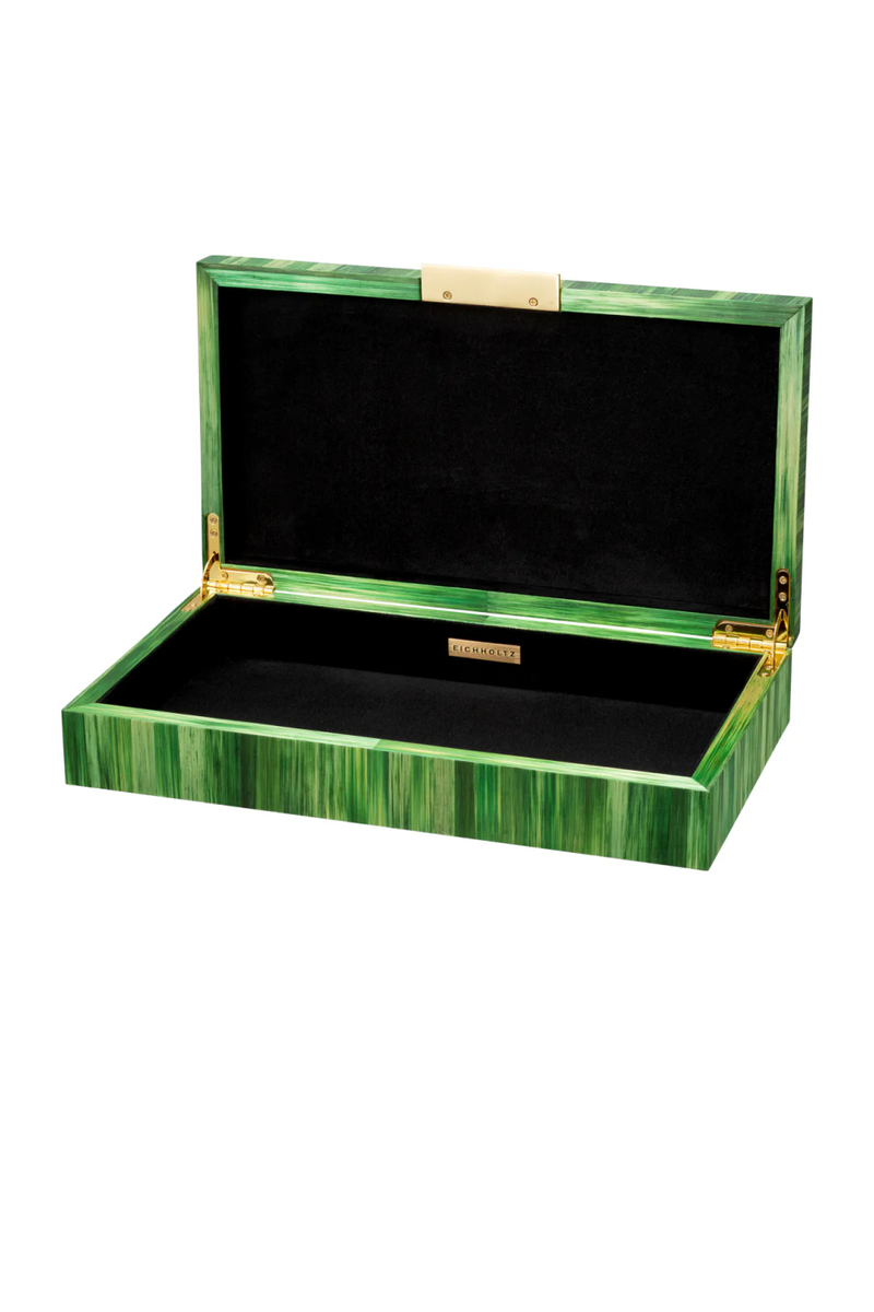 Boîte en marqueterie de paille verte | Eichholtz Harvard | OROA.fr