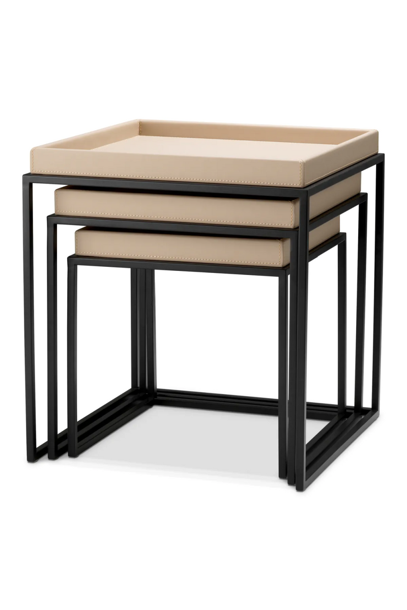 Tables d'appoint avec plateau en cuir (3) | Eichholtz Leonard | OROA.fr