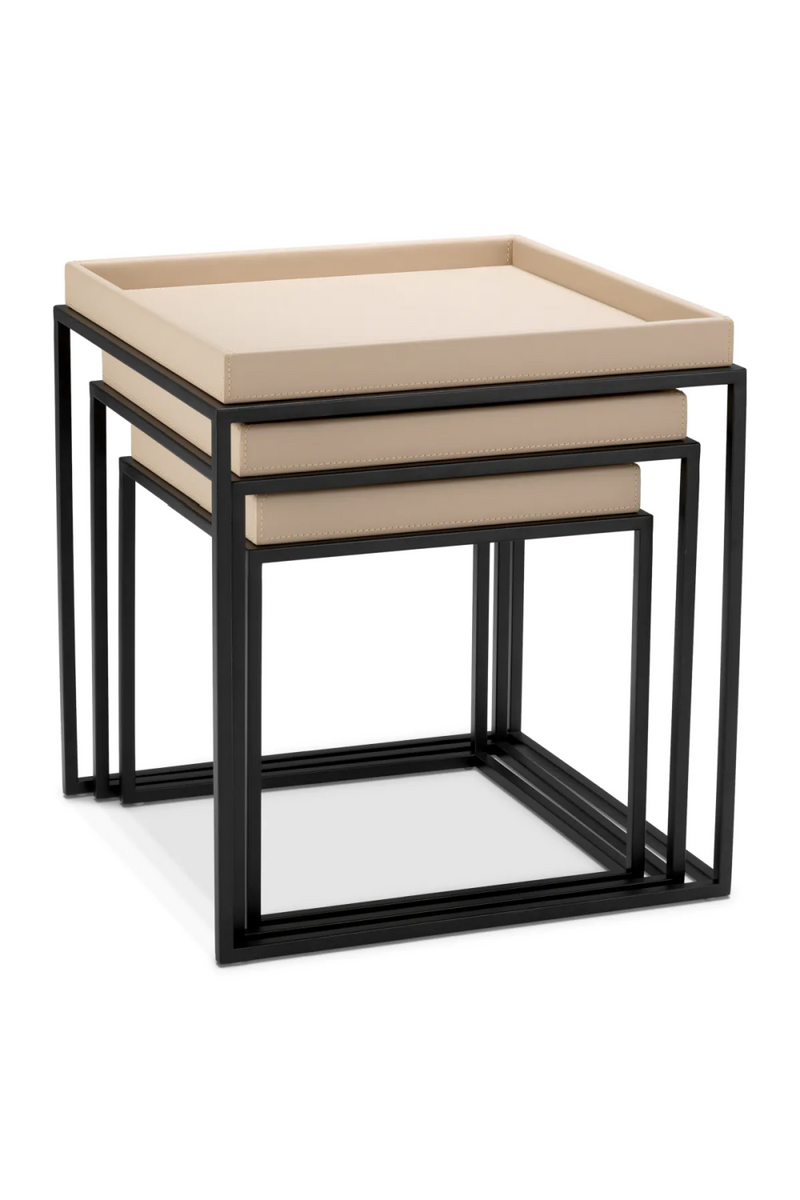 Tables d'appoint avec plateau en cuir (3) | Eichholtz Leonard | OROA.fr