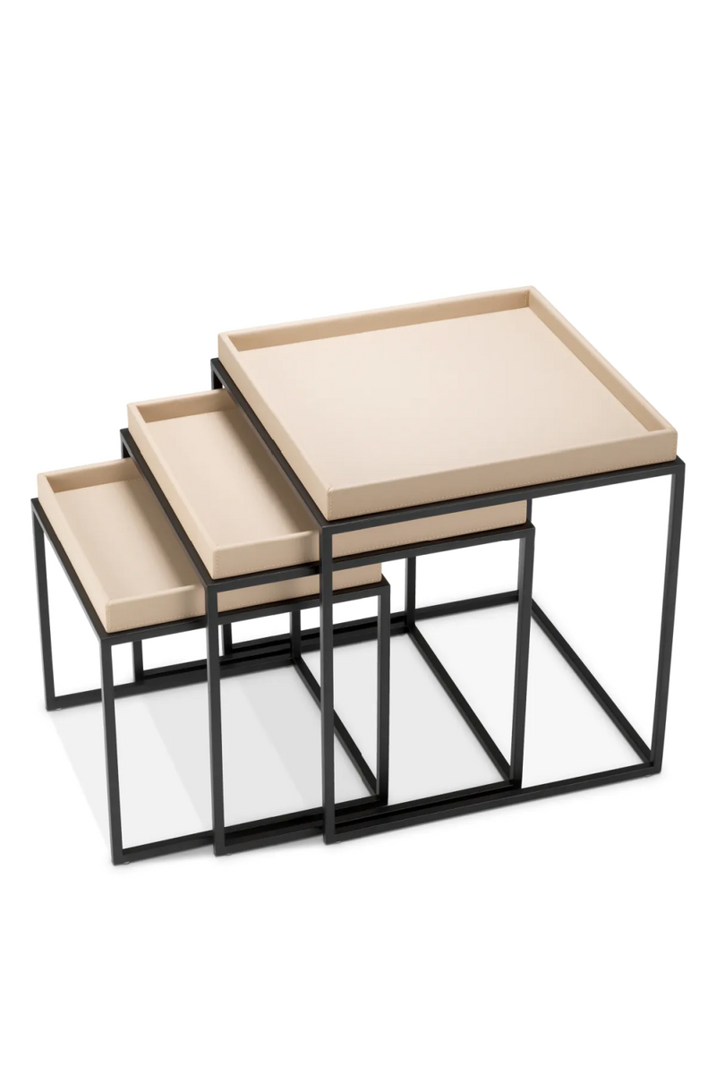 Tables d'appoint avec plateau en cuir (3) | Eichholtz Leonard | OROA.fr