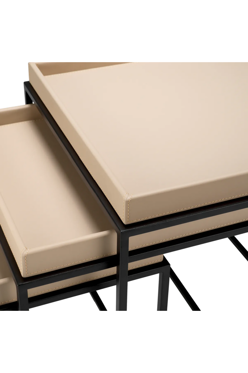 Tables d'appoint avec plateau en cuir (3) | Eichholtz Leonard | OROA.fr