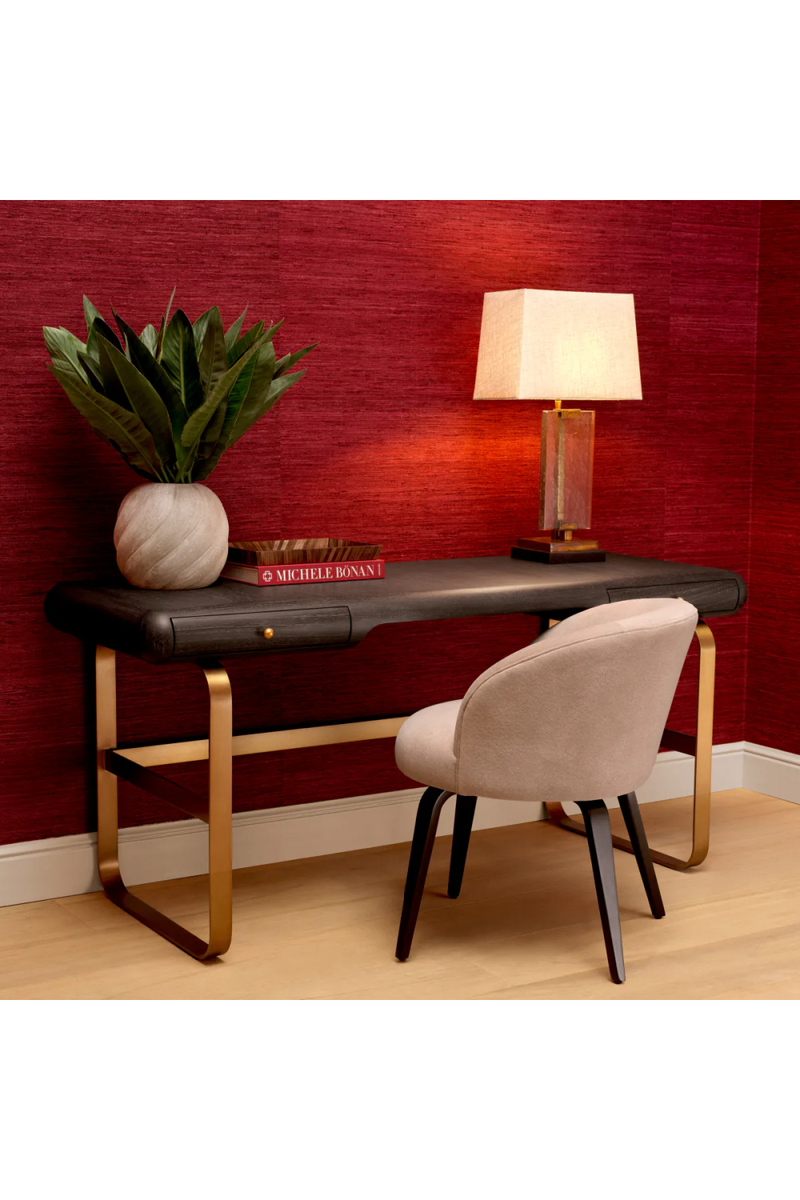 Plateau de bureau marqueterie marron | Eichholtz Harvard L | OROA.fr