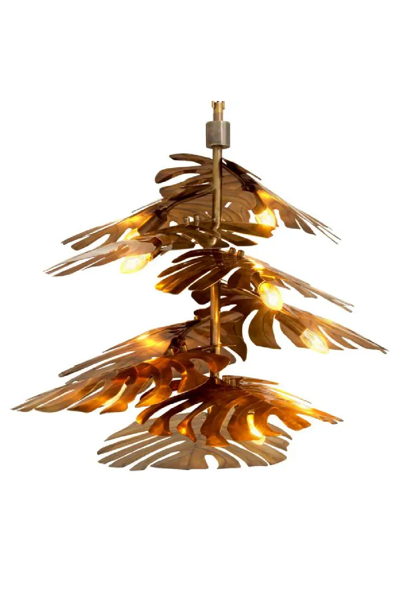 Lustre Vintage en Laiton Feuille de Monstera | Eichholtz Tropique | OROA