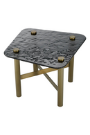 Table d'appoint en cristal fumé texturé et laiton brossé | Eichholtz Cortes | meubleluxe.fr