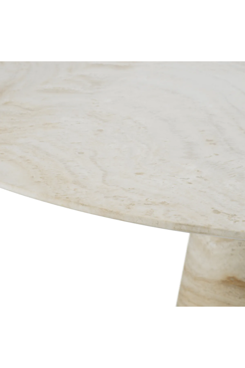 Table de salle a manger en travertin sur piedestal | Eichholtz Genova | OROA.fr
