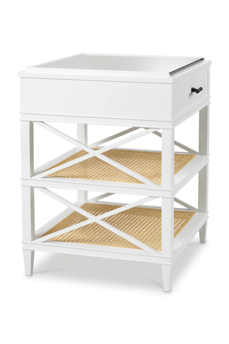 Table d'appoint blanche 1 tiroir | Eichholtz Bahamas | OROA.fr