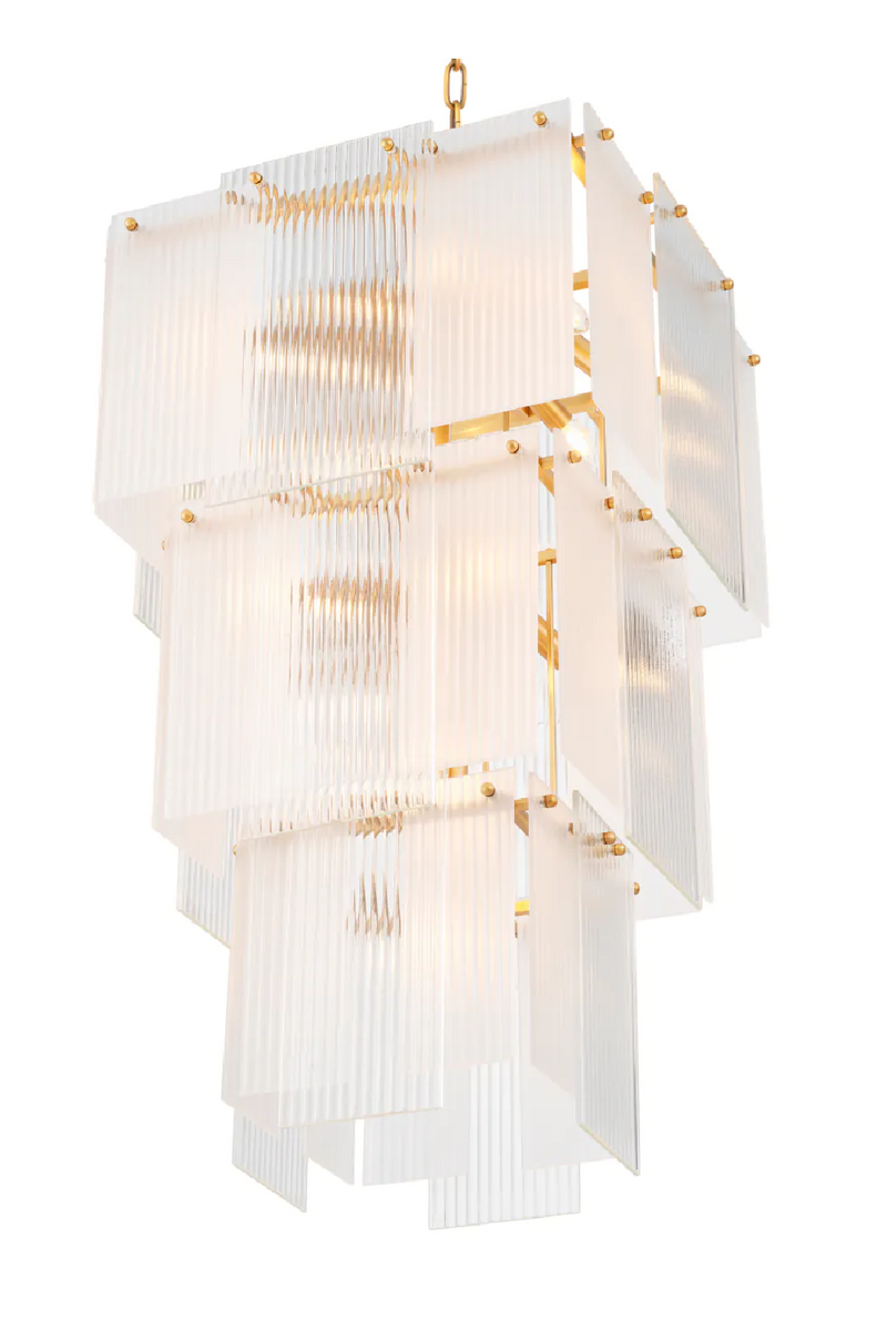 Lustre à étages en verre givré | Eichholtz Giardano | OROA.fr