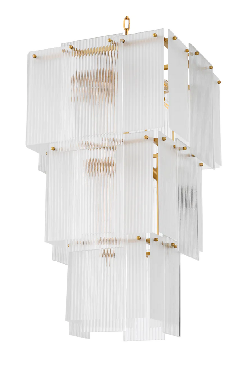 Lustre à étages en verre givré | Eichholtz Giardano | OROA.fr
