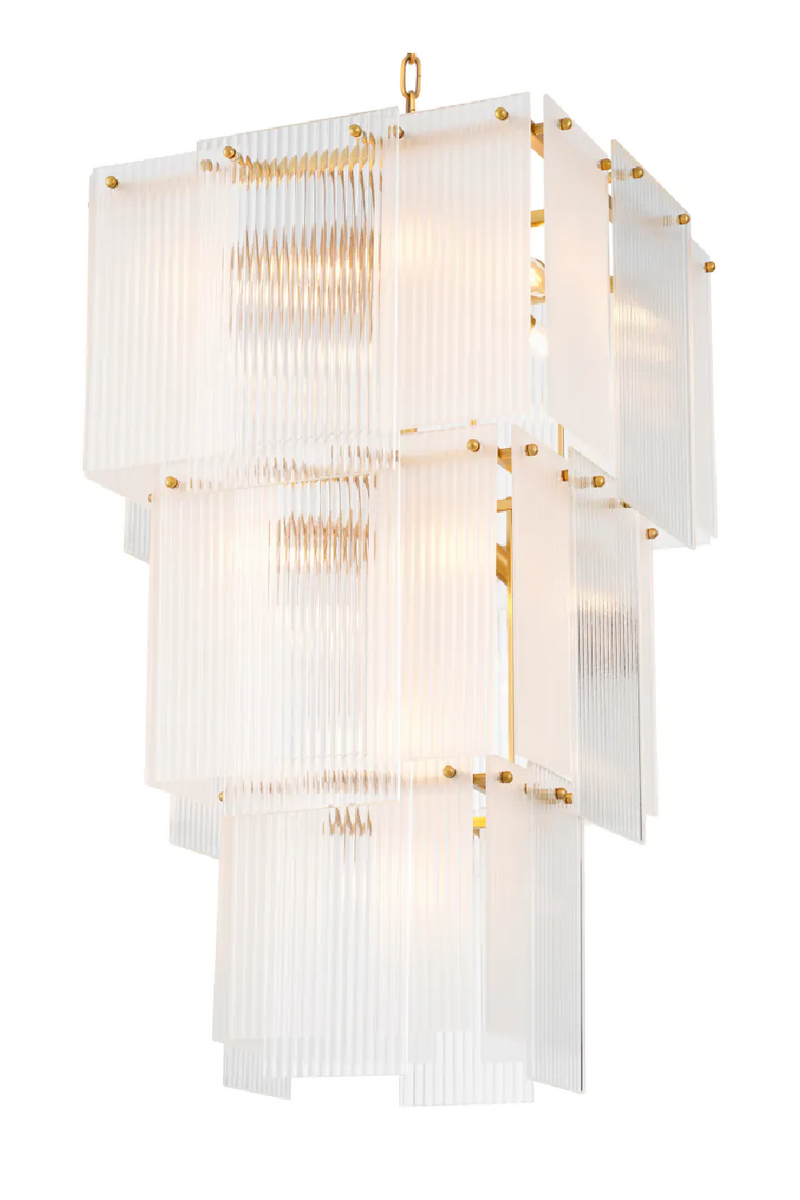 Lustre à étages en verre givré | Eichholtz Giardano | OROA.fr