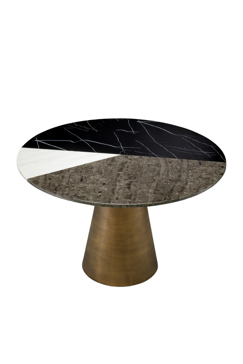 Table de salle a manger ronde base cuivre | Eichholtz Tricolori | OROA.fr