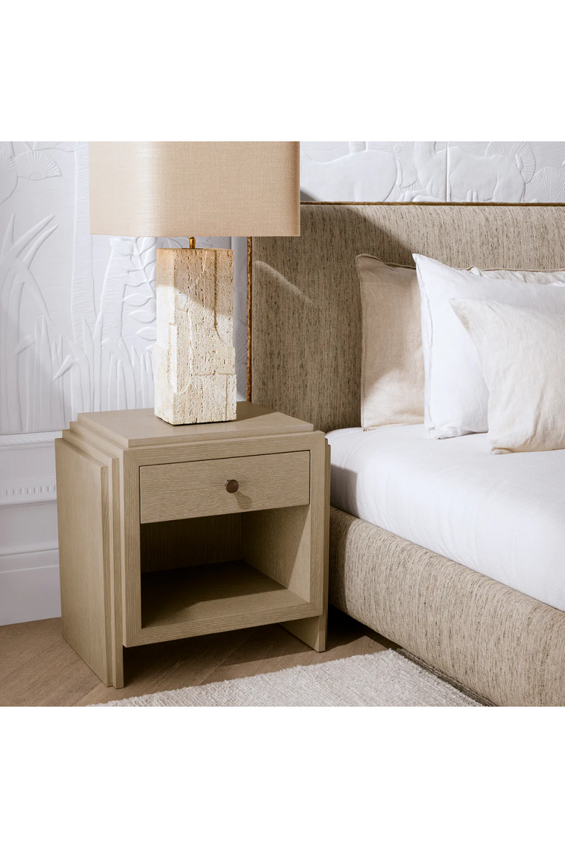 Table de chevet en chene a 1 tiroir | Eichholtz ArtDeco | OROA.fr