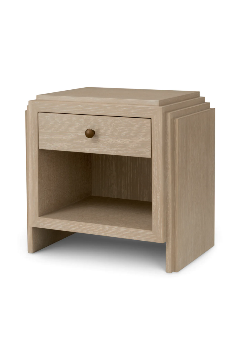 Table de chevet en chene a 1 tiroir | Eichholtz ArtDeco | OROA.fr