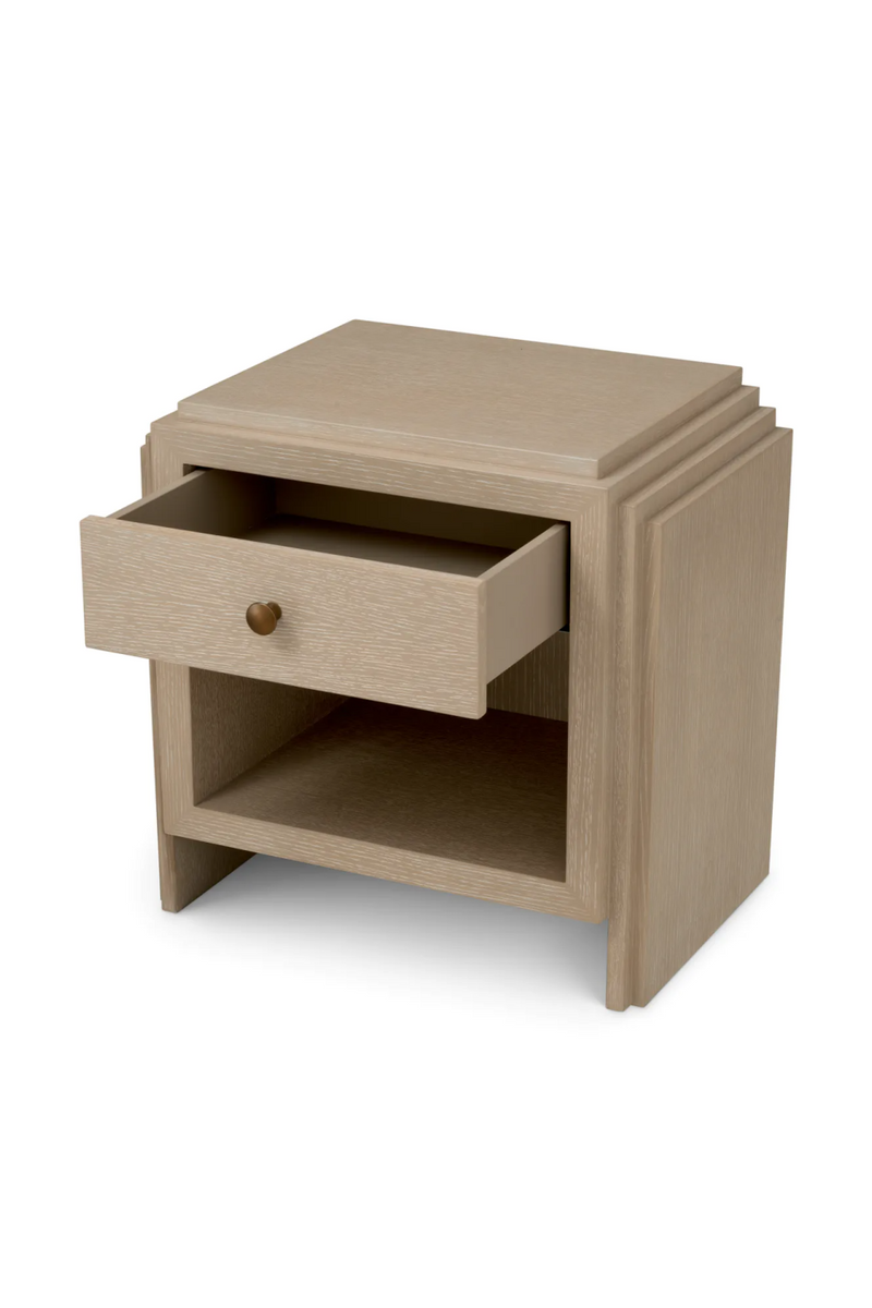 Table de chevet en chene a 1 tiroir | Eichholtz ArtDeco | OROA.fr