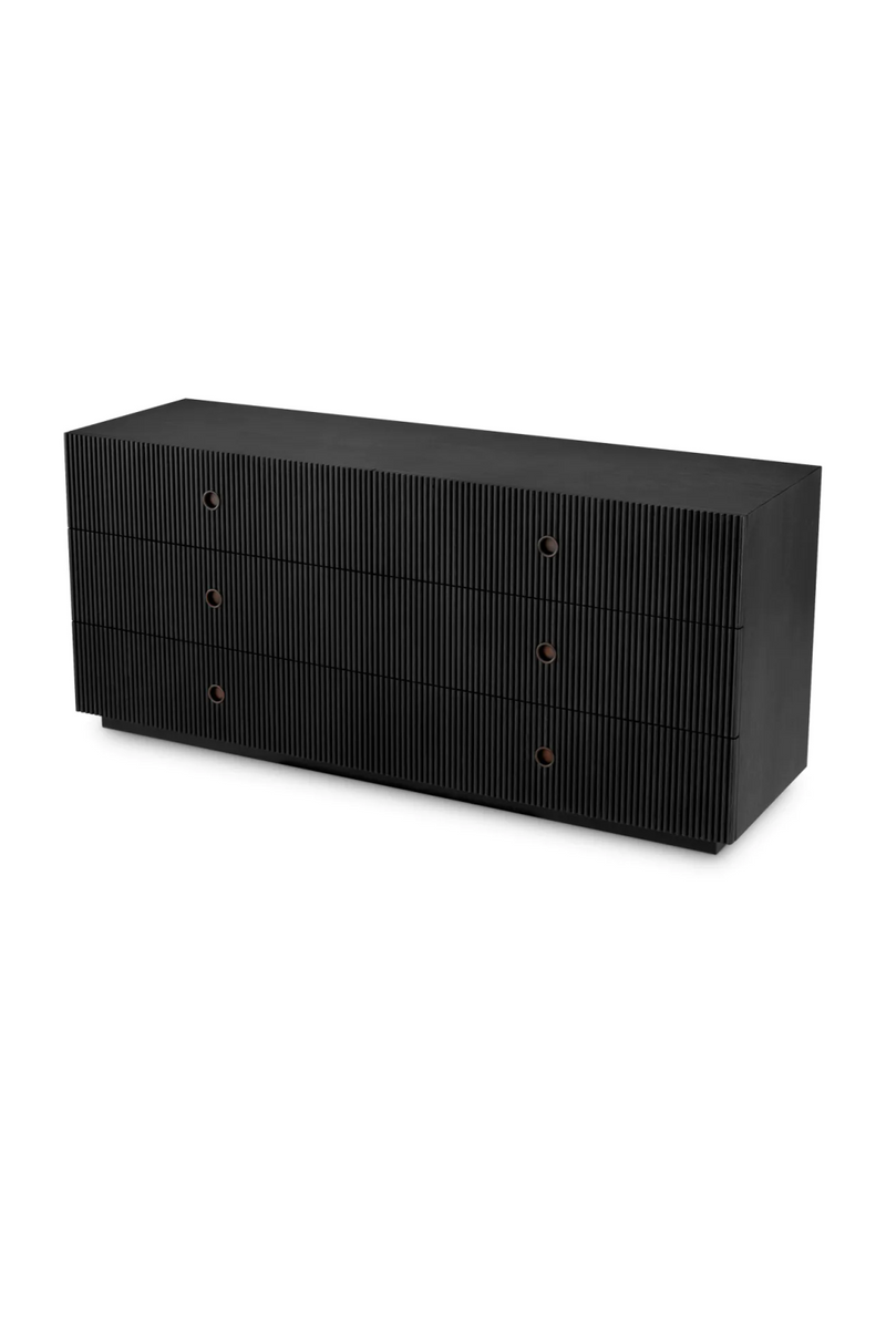 Commode nervurée à 6 tiroirs en bois noir | Eichholtz Dimitrios  | OROA.fr
