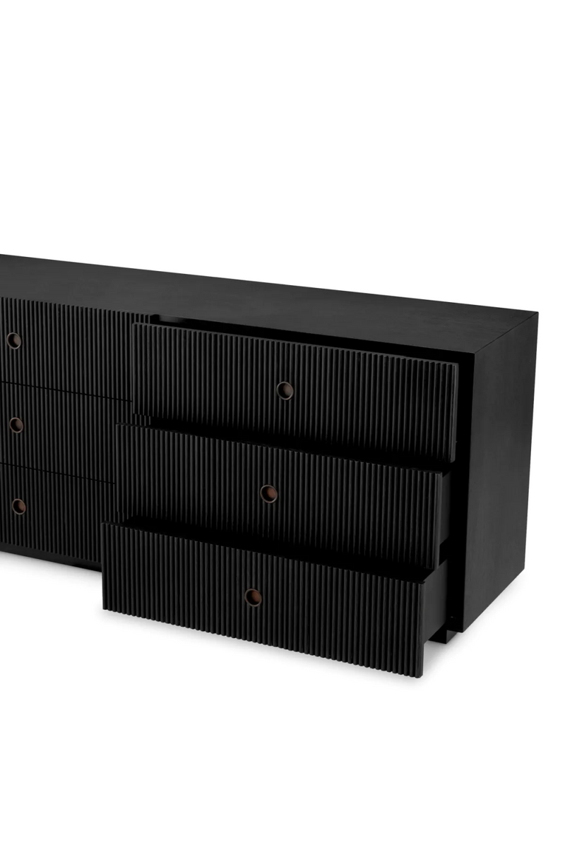 Commode nervurée à 6 tiroirs en bois noir | Eichholtz Dimitrios  | OROA.fr