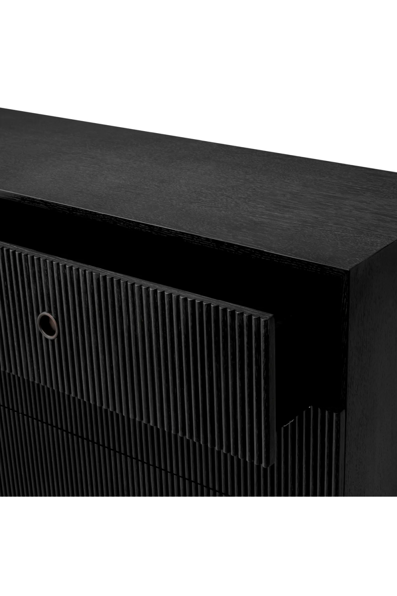 Commode nervurée à 6 tiroirs en bois noir | Eichholtz Dimitrios  | OROA.fr