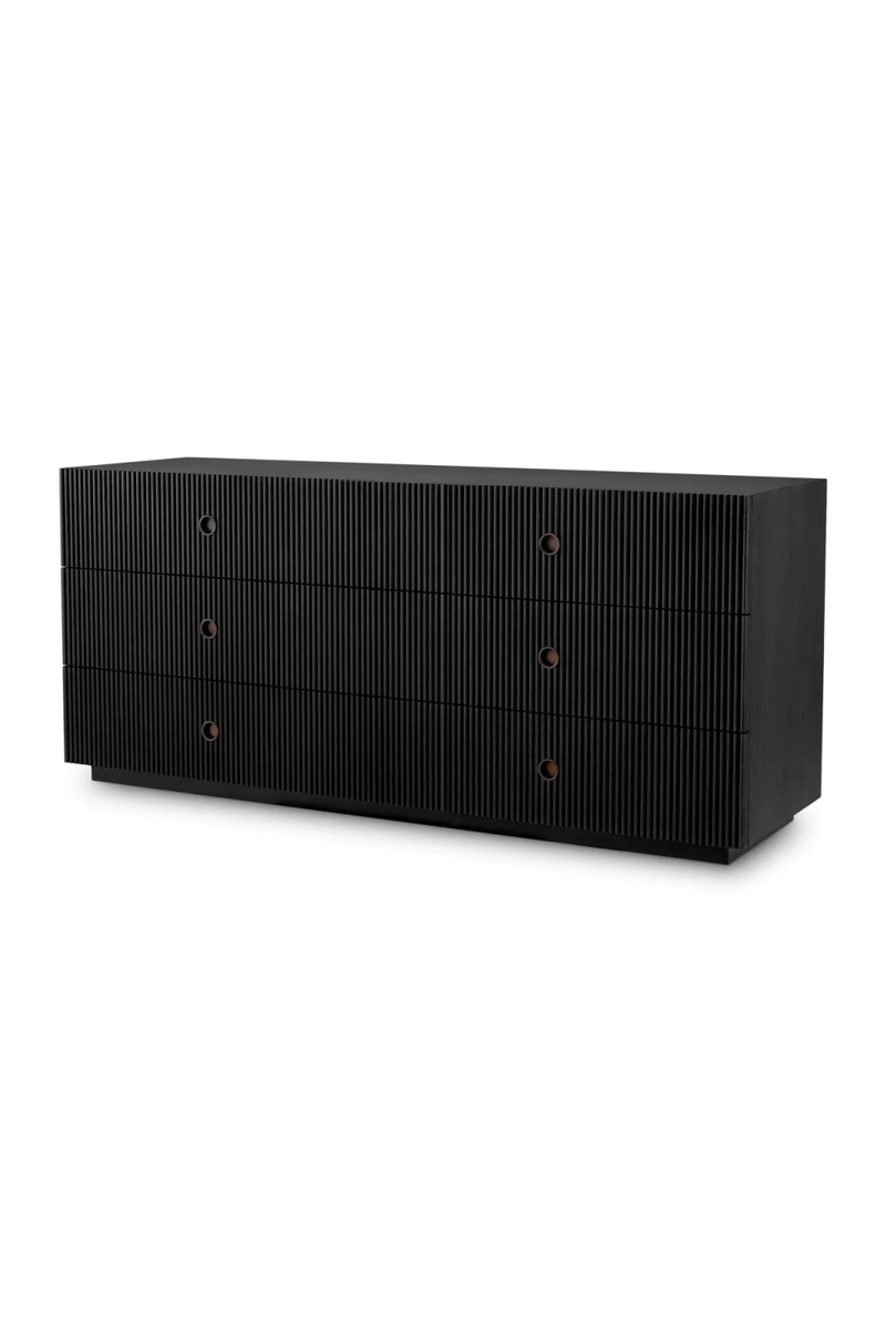 Commode nervurée à 6 tiroirs en bois noir | Eichholtz Dimitrios  | OROA.fr