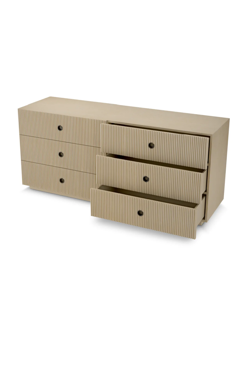 Commode nervurée à 6 tiroirs en bois marron | Eichholtz Dimitrios | OROA.fr