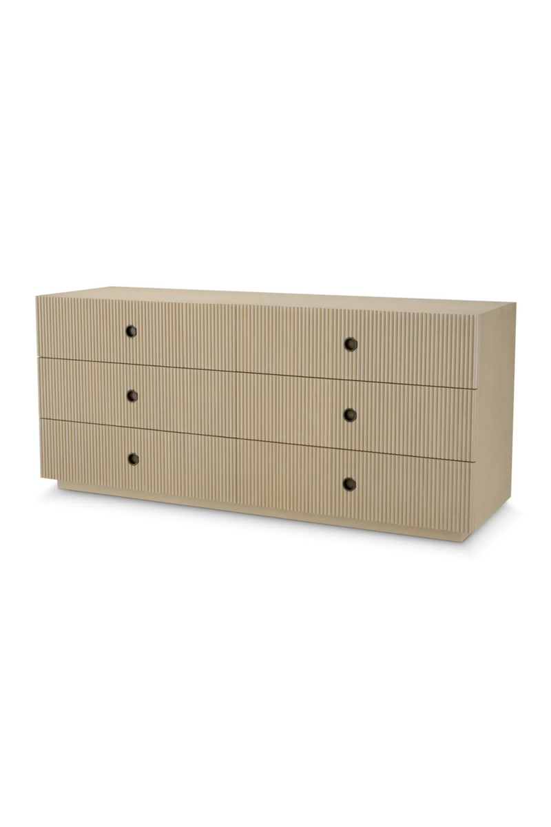 Commode nervurée à 6 tiroirs en bois marron | Eichholtz Dimitrios | OROA.fr