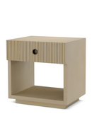 Table de chevet en bois strié marron avec 1 tiroir | Eichholtz Dimitrios | OROA.fr