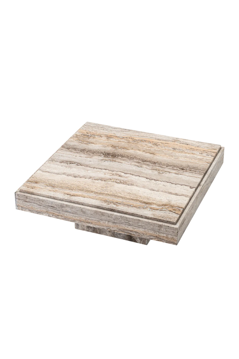 Table basse carree en travertin argente | Eichholtz Sartoria | OROA.fr