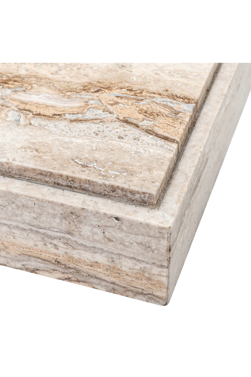 Table basse carree en travertin argente | Eichholtz Sartoria | OROA.fr